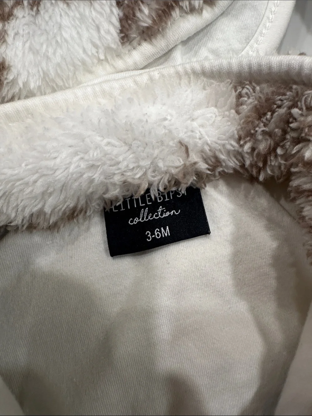 Mommy & Me Little Bipsy Brown & White Check Sherpa Half-Zip Pullover